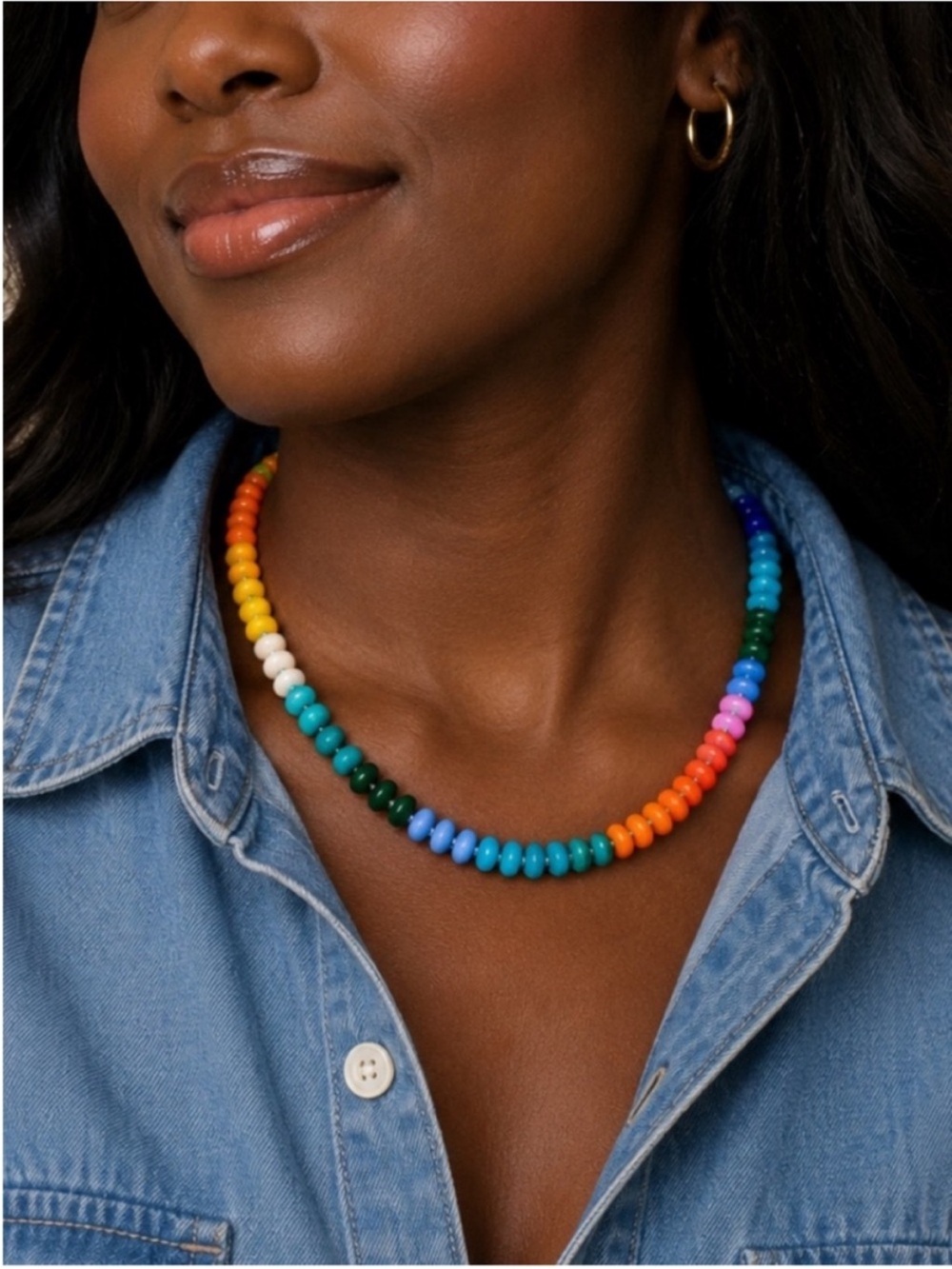 New! Colorful Preppy Y2K Beaded Necklace NWOT 5026